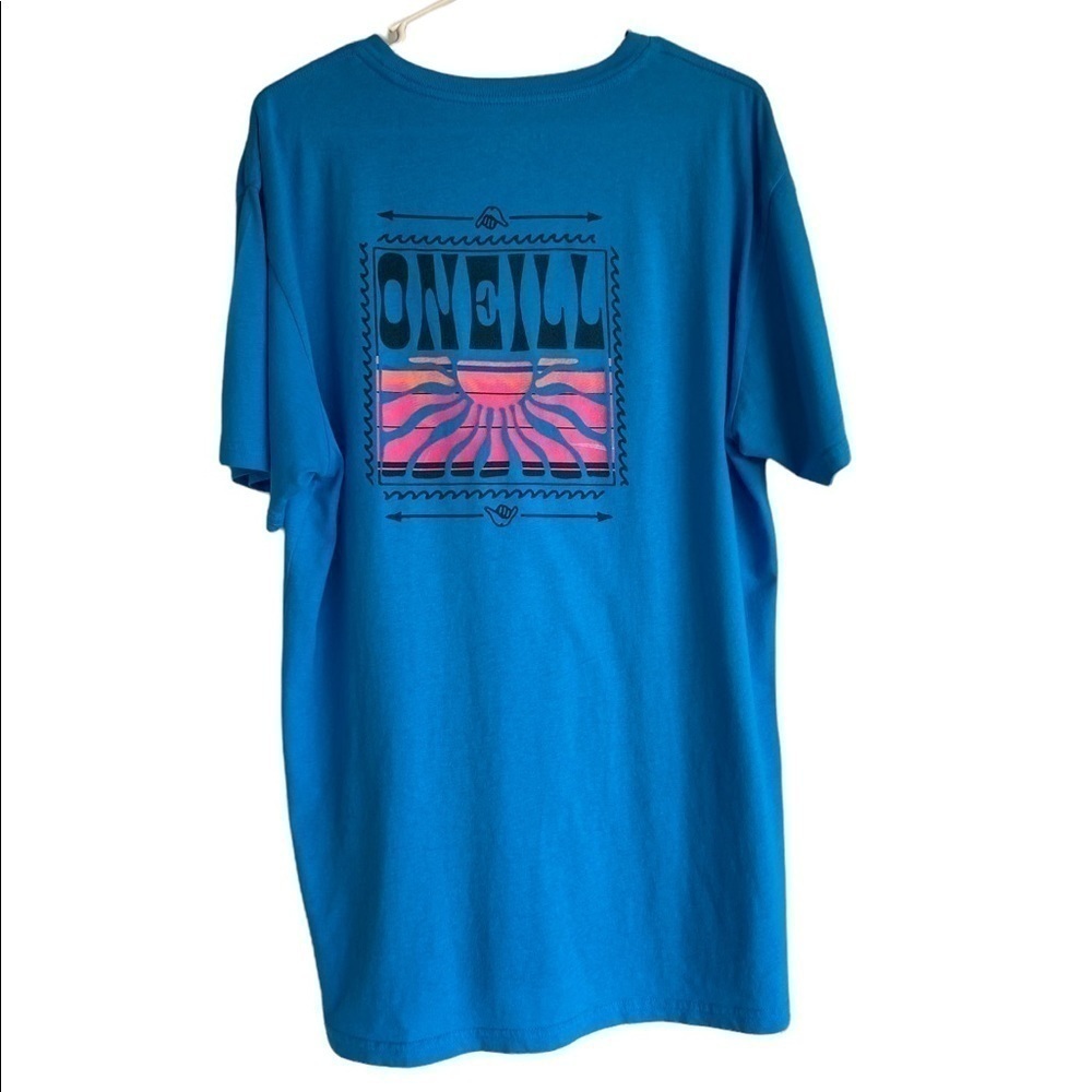 O'NEILL Shaka Hawaii Sky Blue Surf Tee Shirt Men L Large